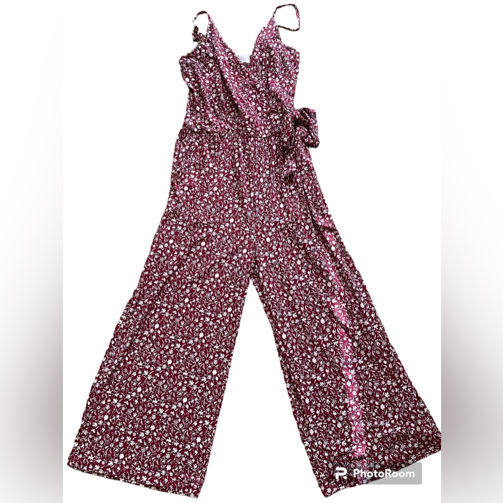 faux wrap jumper with cropped flowy leg